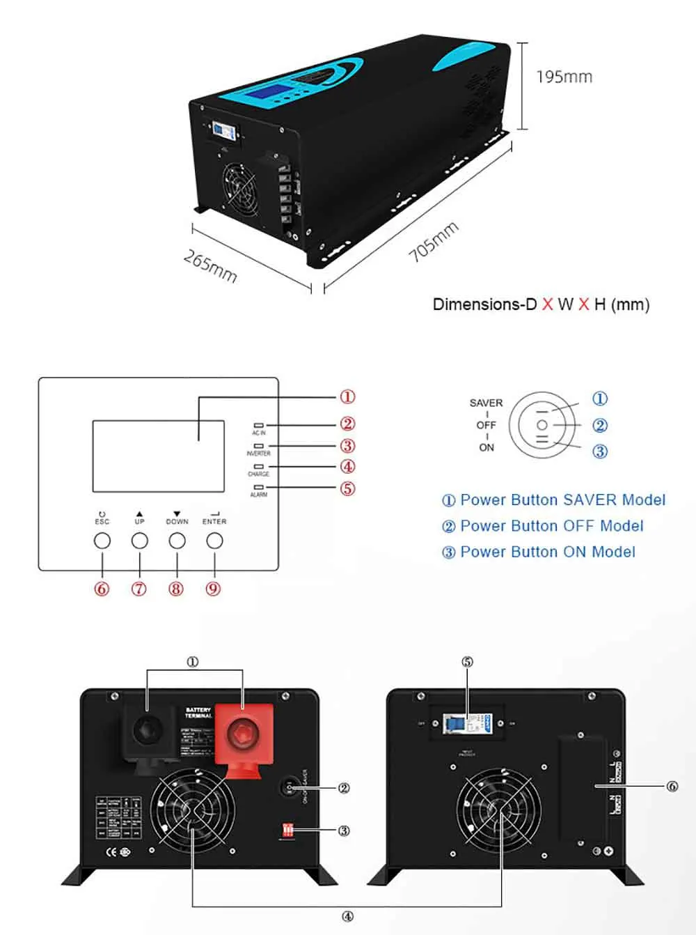 10kVA 8kw 48V Solar Inverter Smart Eco Mode Power Inverter 8000W 220V for Solar System
