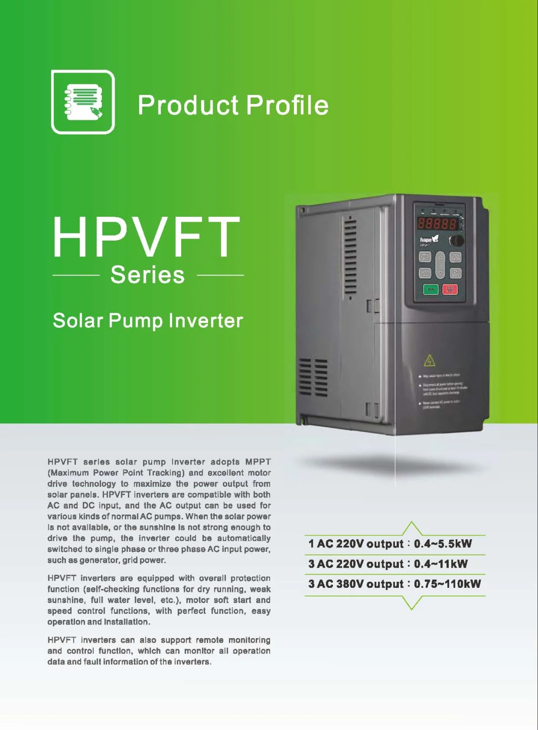AC 220V Output 4.0kw Single Phase Variable Frequency Inverter with High Quality