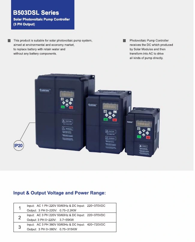 3phase DC to AC Variable Frequency Drive Water Solar PV Inverter