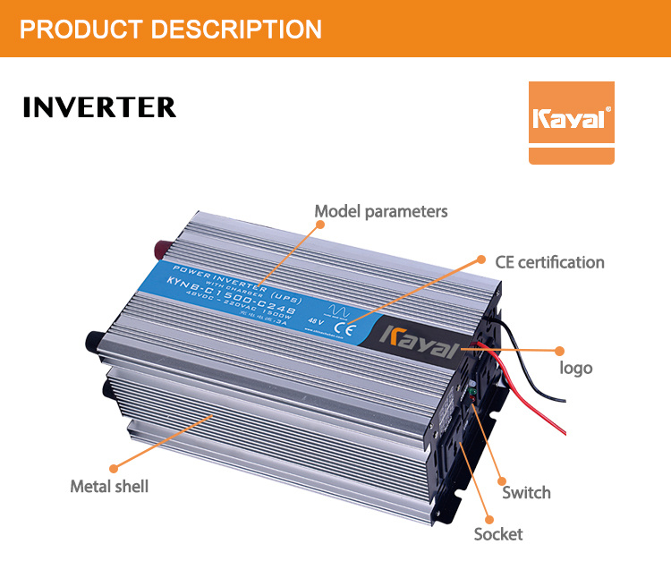 Kayal Factory Price 24VDC 220VAC 2000W Solar Power Inverter with Charging Function