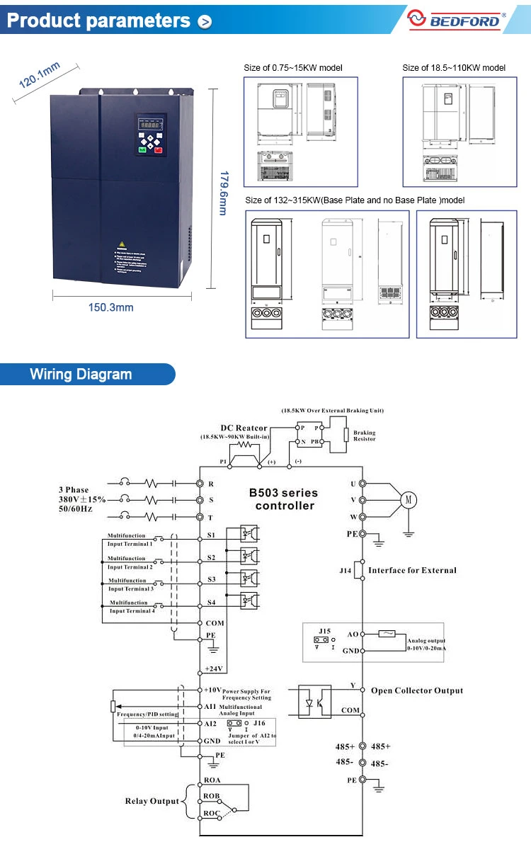 Bedford B503D General Purpose Vector Frequency Inverter Three-Phase AC Asynchronous Motor Speed Controller