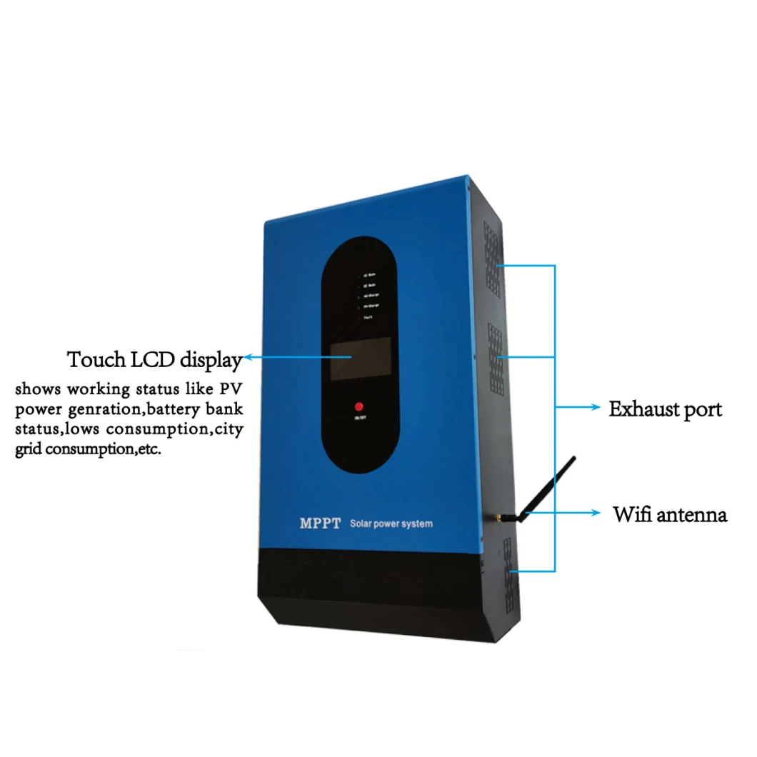 3kw 4kw 5kw 6kw Solar Inverter with MPPT Controller, Solar Hybrid Inverter, Grid Inverter