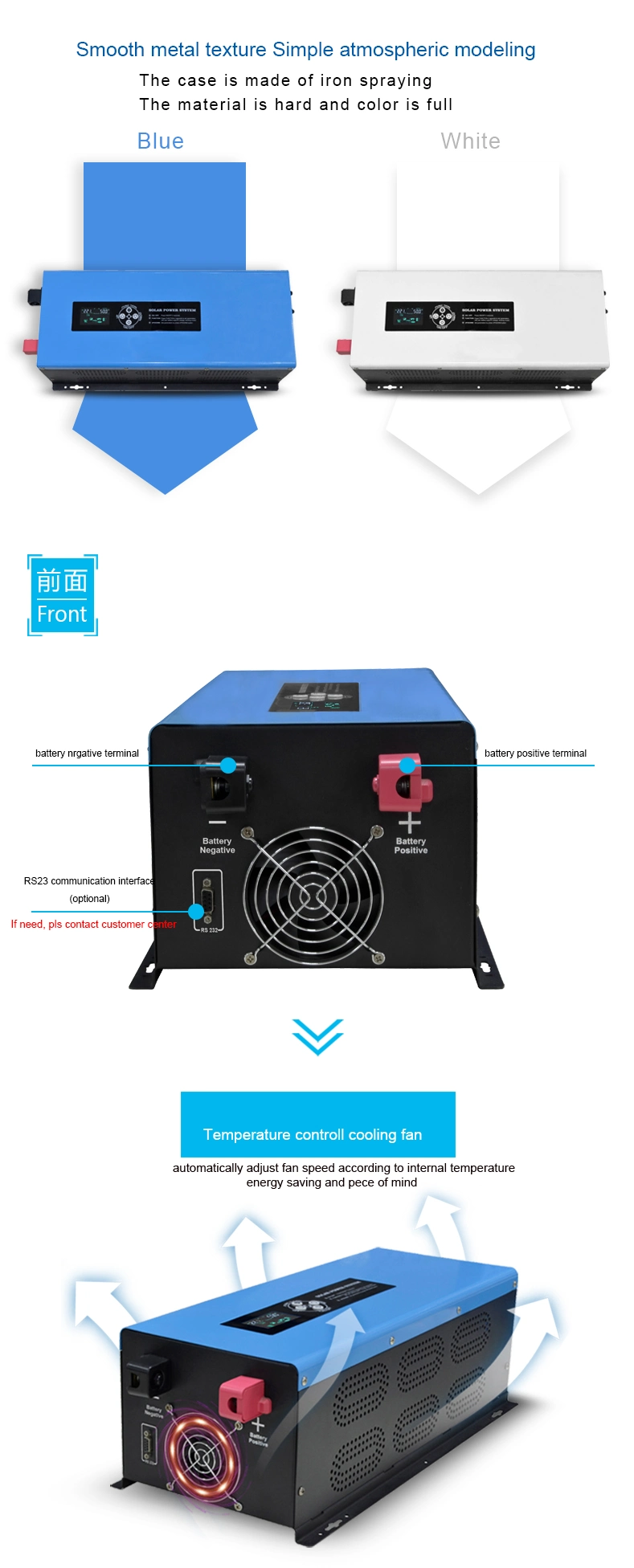 1000W 12/24VDC Low Frequency Power Solar Inverter Single Phase 2kw 3kw for Industry