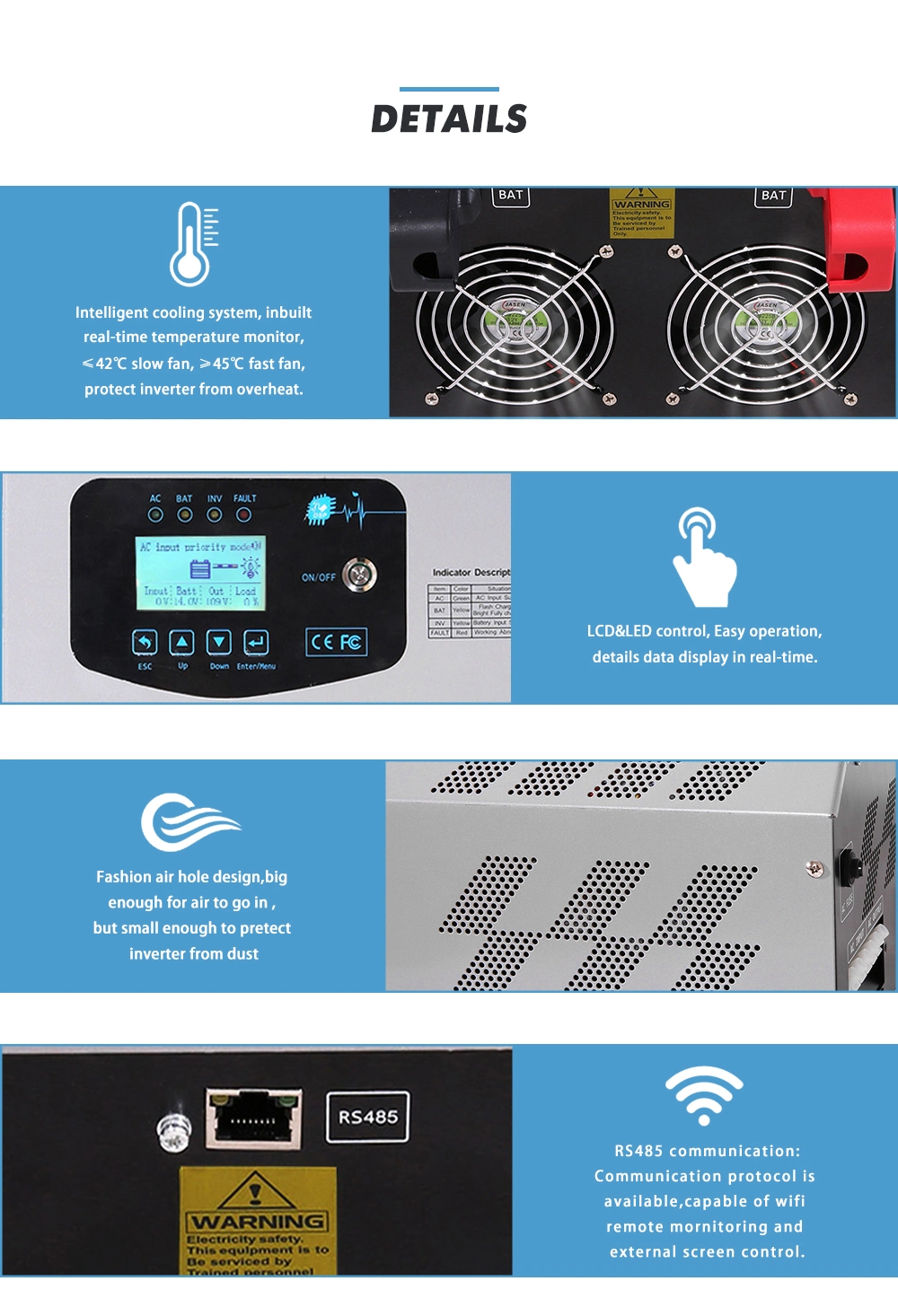 Pure Sine Wave 5000W Solar Power Inverter with WiFi and Apps