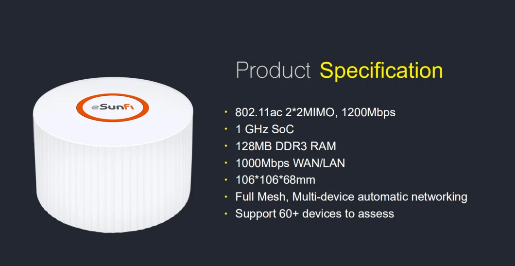 AC1200m Wireless Repeater 1200Mbps Dual Band Mesh System Signal Hotspot 2.4/5GHz Internet WiFi Router