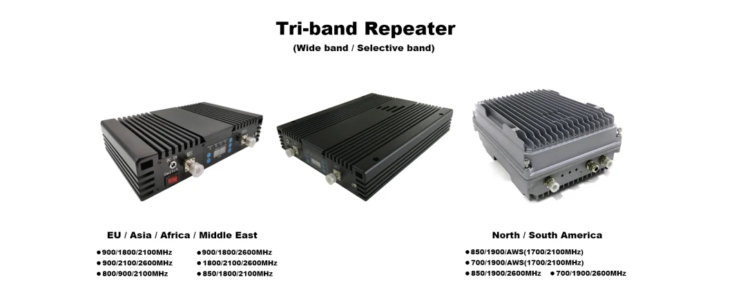 American Countries Black Triple Band Amplifier UMTS Lte Signal Repeater AGC Mgc 700 B12/17/13/28 1900 2600 MHz Cell Booster 3G 4G