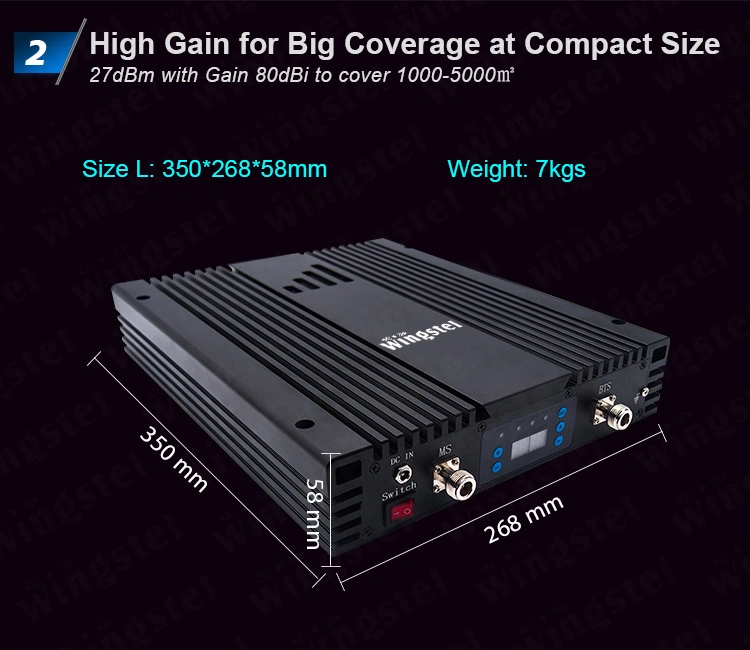 27dBm 5000m2 Triband Phone Signal Repeater Wtih AGC