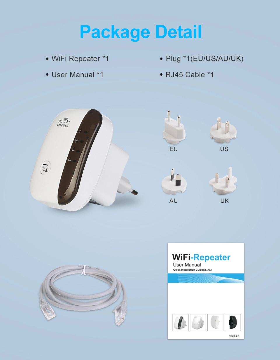 WiFi Range Extender 300Mbps WiFi Repeater 802.11n Signal Booster Amplifier