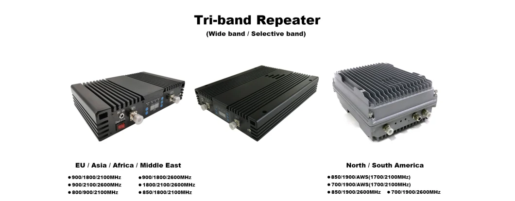 American Countries Black Tri-Band 2g 3G 4G Signal Booster Repeater with AGC Mgc 850 1900 Aws 1700/2100 2g 3G 4G Amplifier