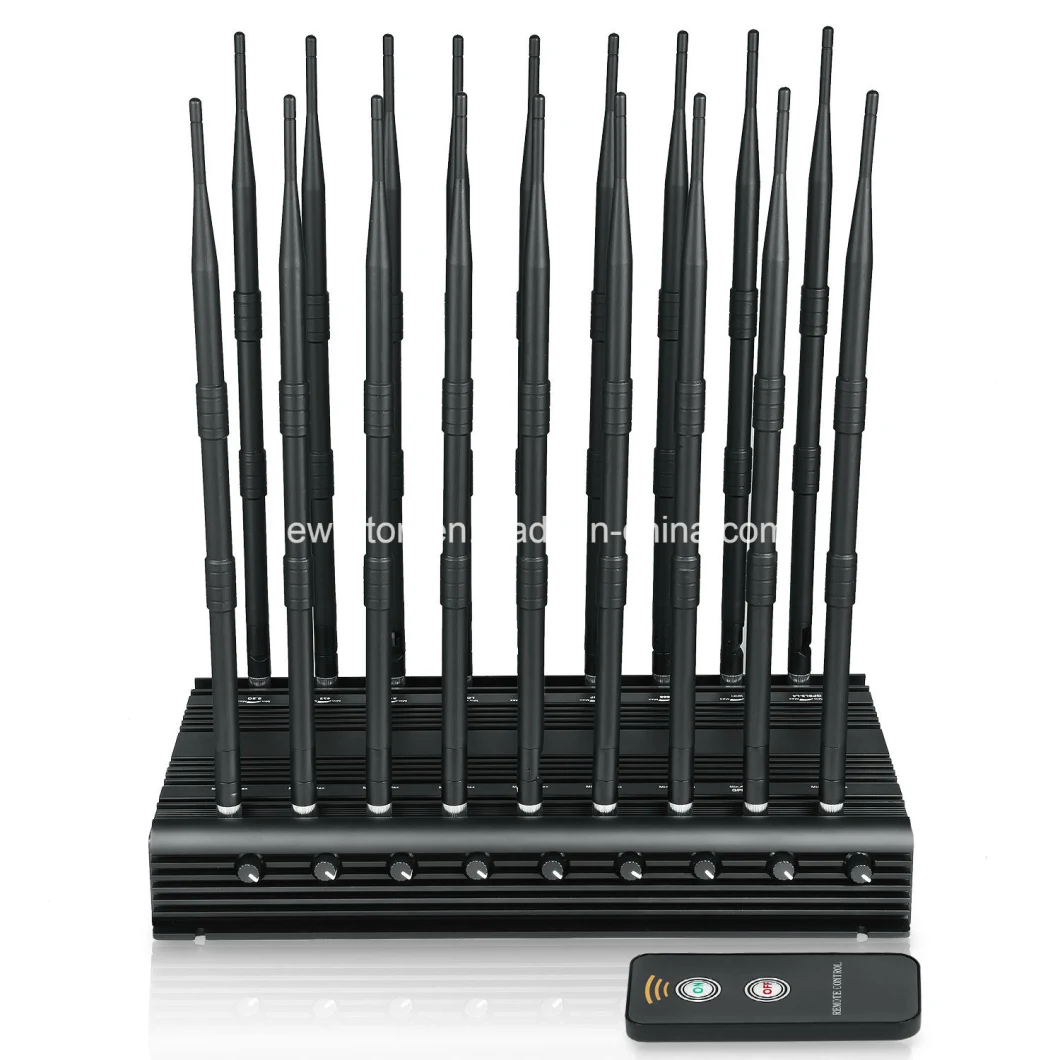 Desktop Cellphone Signal Jammer, Jammer for All Cellphone, Remote Control, WiFi/VHF/UHF Radio Jammer/Blocker, 18 Antenna Cellphone/GPS/Lojack/VHF/UHF Radio/CDMA