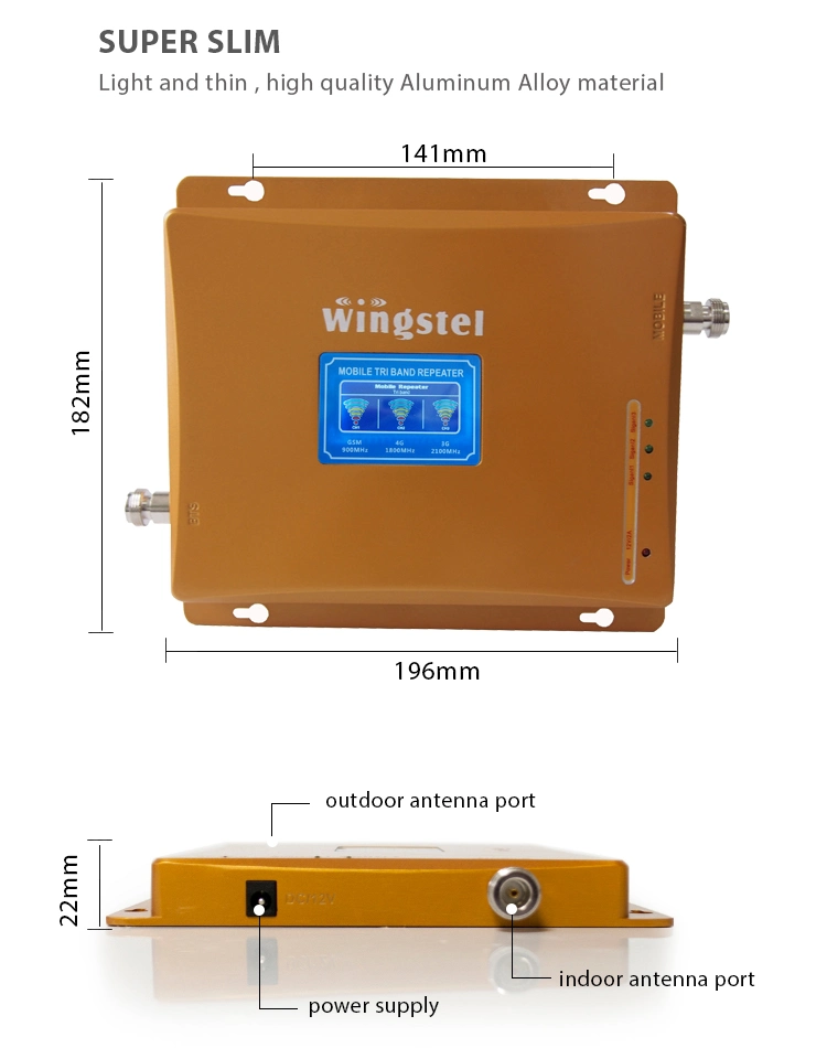 Top-Selling Cellular GSM 2g 3G 4G LTE Data Wireless Signal Booster Triband Mobile Phone Network Repeaters Full Kit with Antennas and Cable for Home and Office
