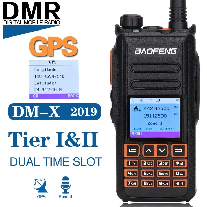 Baofeng Dm-X GPS Walkie Talkie Dual Time Slot Dmr Digital/Analog Dmr Repeater Upgrade of Dm-1801 Dm-1701 Dm-1702 Radio
