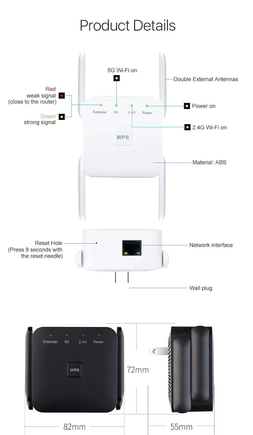 Lyngou LG528 Smart Home Technology Mini Signal Booster Long Range Wireless Portable WiFi Repeater