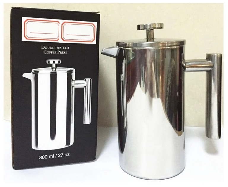 Amazon Hot Sell Color Paint 18/10 Double Wall Stainless Steel French Press Coffee Pot