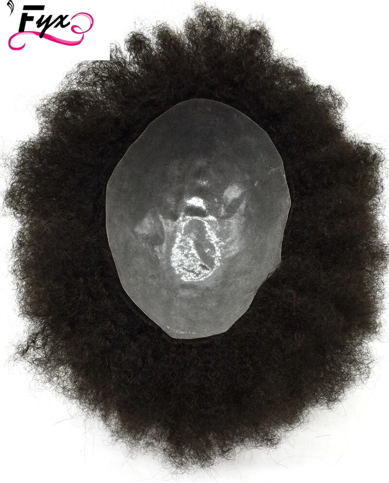 8*10 Full Swiss Lace (French lace) Afro Curl Toupee for Black Men