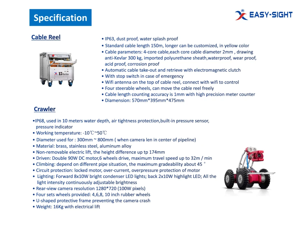 Steerable Video Inspection Tractor From China Easy Sight Brand X5-Ht