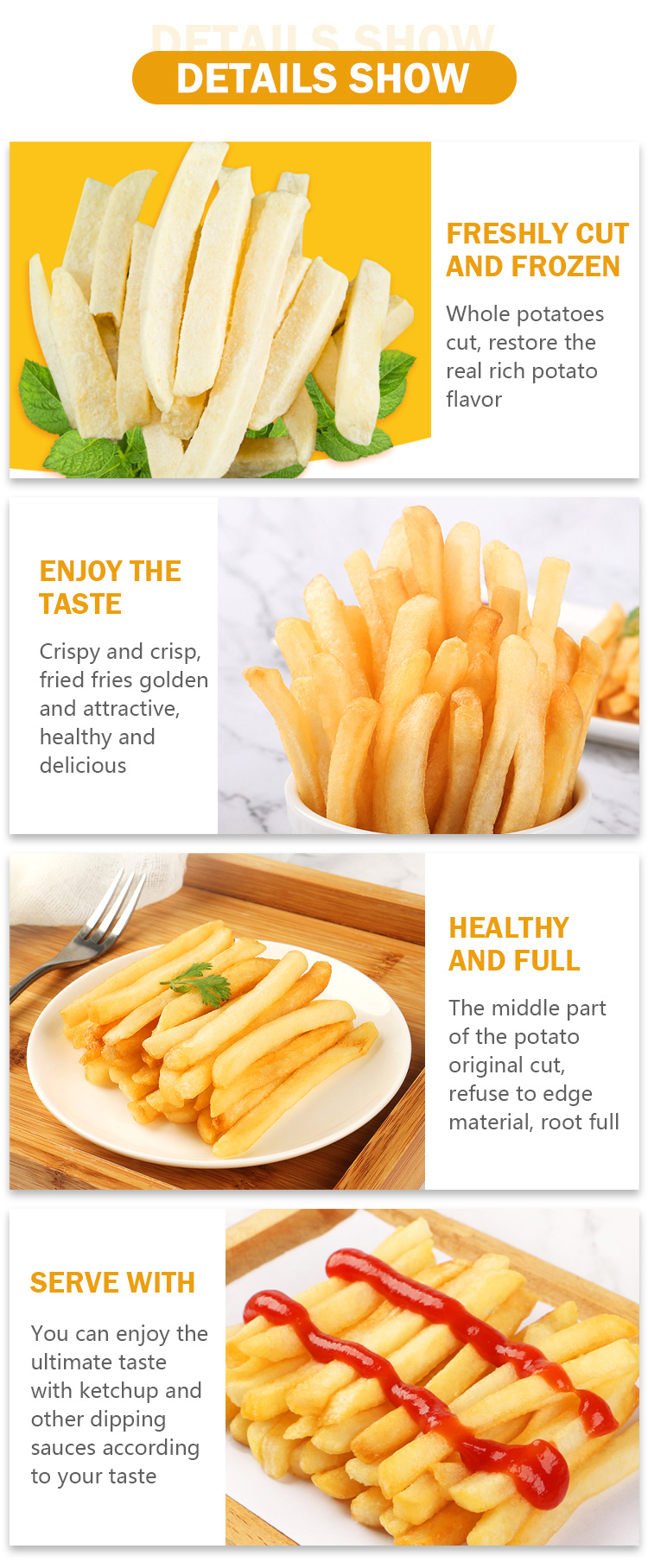 Flavored French Fries Thick French Fries Wholesale IQF Frozen French Fries