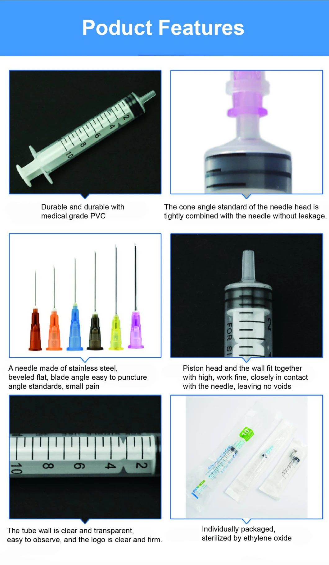 Venous Muscle Subcutaneous Disposable 5ml Syringe with Needle