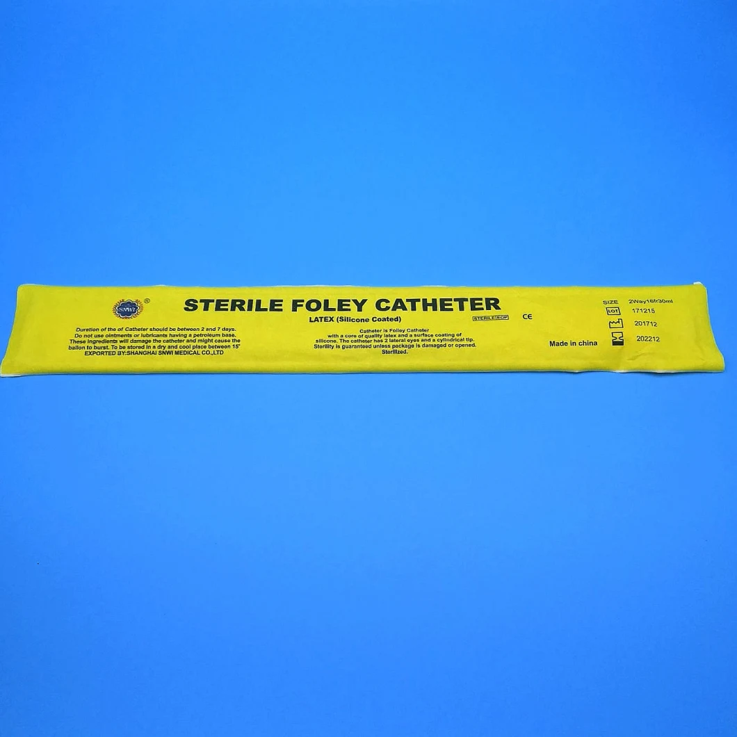 Medical Disposable Sterile 3-Way 100% Silicone Foley Balloon Urine Catheter/Suction Catheter/Urinary Catheter