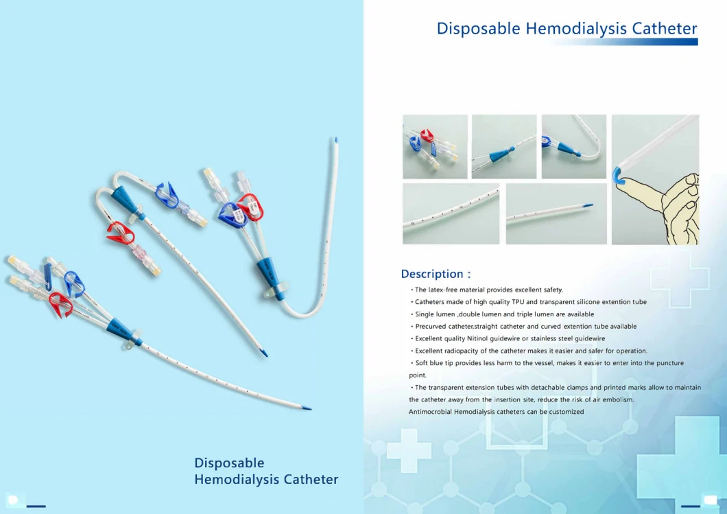 Disposable Double Lumen Hemodialysis Catheter Kit Dialysis Catheter Kit