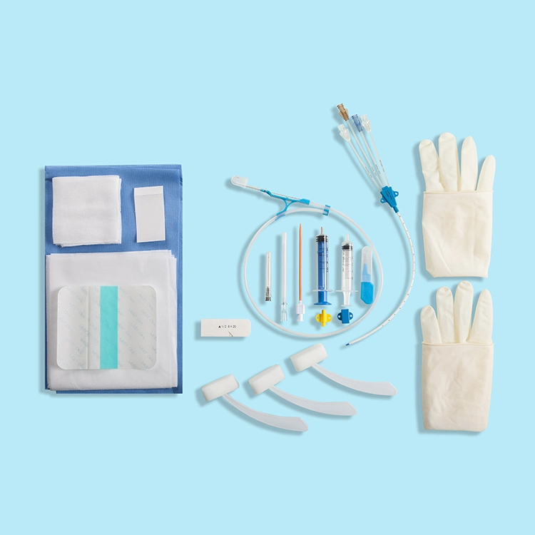 Disposable Medical Double Lumen CVC Central Venous Catheter Simple Package Kit