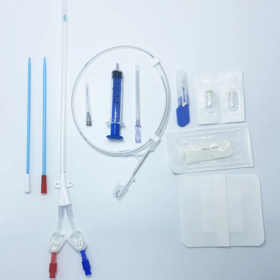 Sterile Medical PU Double Lumen Straight Acute Haemodialysis Catheter Venous Kit Catheter Hc Kit Cross Section 6.5fr 8.5fr 11.5fr 12frx8
