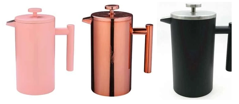 Amazon Hot Sell Color Paint 18/10 Double Wall Stainless Steel French Press Coffee Pot