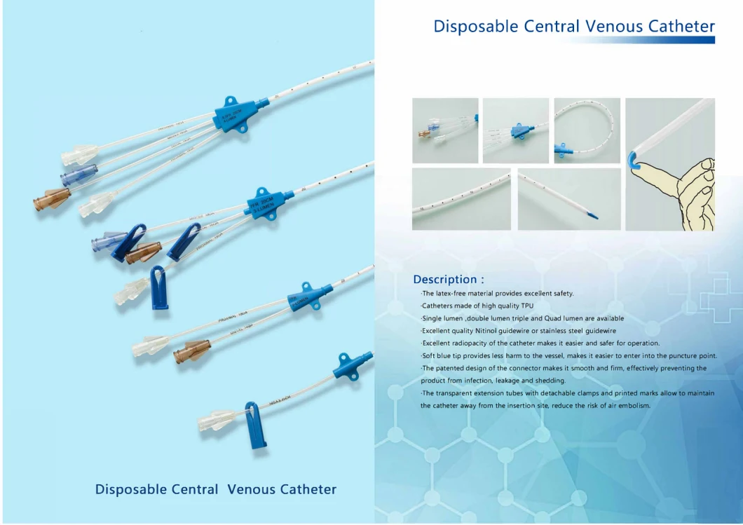 Disposable Medical Central Venous Catheter Complete Package Kit Anti-Microbial CVC Kit