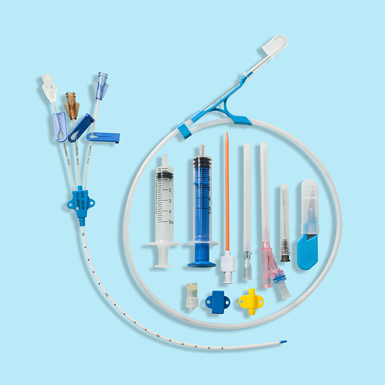 Disposable Medical Quad Lumen CVC Central Venous Catheter Simple Package Kit