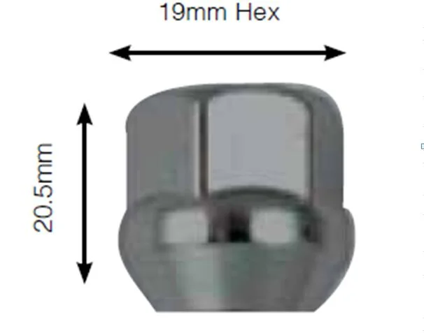 Acorn Bulge Open Ended M12X1.5/M12X1.25 Car Wheel Lug Nut 17 Hex