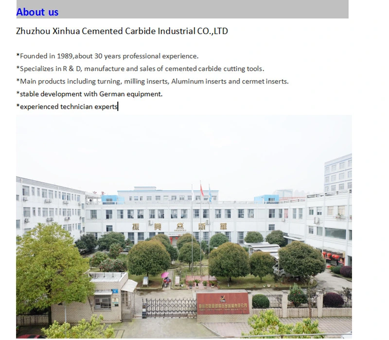 Zhuzhou Factory Tungsten Insert Ybc251 Wcmx06t308 for U-Drills with High Efficiency