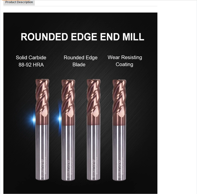Milling Cutter, 2021 HSS Drill Bits Factory Customized 55HRC Carbide Round Nose Corner Radius, Drill Bit