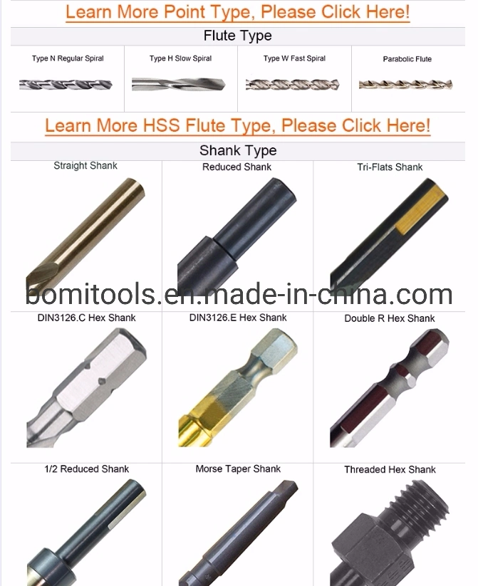 HSS Drill Bit Factory Customized with Reduced Shank or Tapered HSS Twist Drill Bit