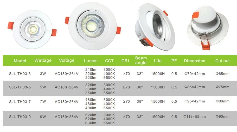 LED Downlight 2.5-Inch Double Color 2.5-Inch 6W3.5 Inch 9W Embedded Ceiling Light Downlight