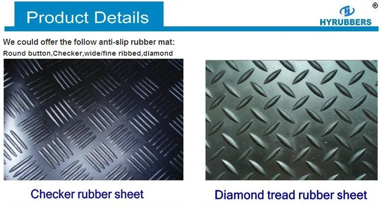 Round Button, Checker Rubber Mat, Wide/Fine Ribbed Rubber Mat, Diamond Anti-Slip Rubber Mat