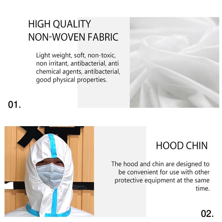 Spot Blue PE EVA Medical Isolation Clothing with Pressure Adhesive Strip Heat Sealing Non-Woven Tape