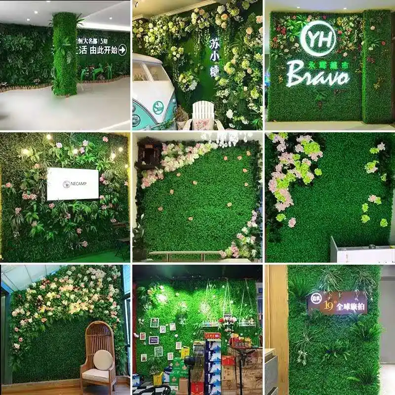 UV Outdoor Fake Grass Hedge Jungle Vertical Plants Wall Artificial Wall Hanging Plant Green Grass Wall