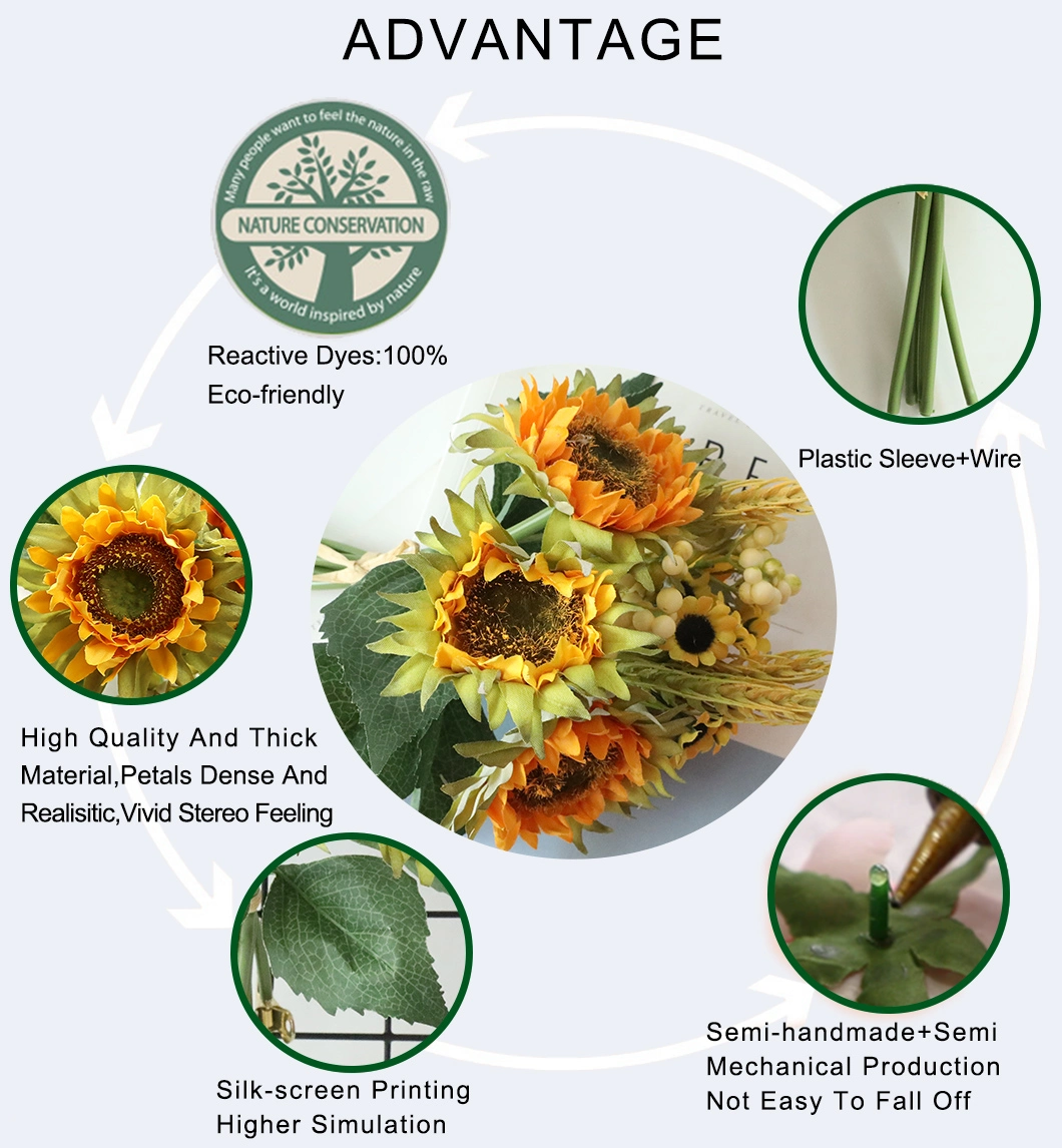 Artificial Grass Price Rose Sunflower Wreath Dy45009