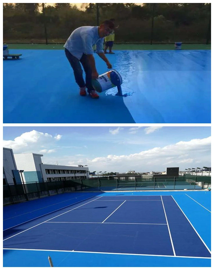 Cushion Rebounce Silicon PU Acrylic Coating Rubber Sports Flooring for Tennis Court