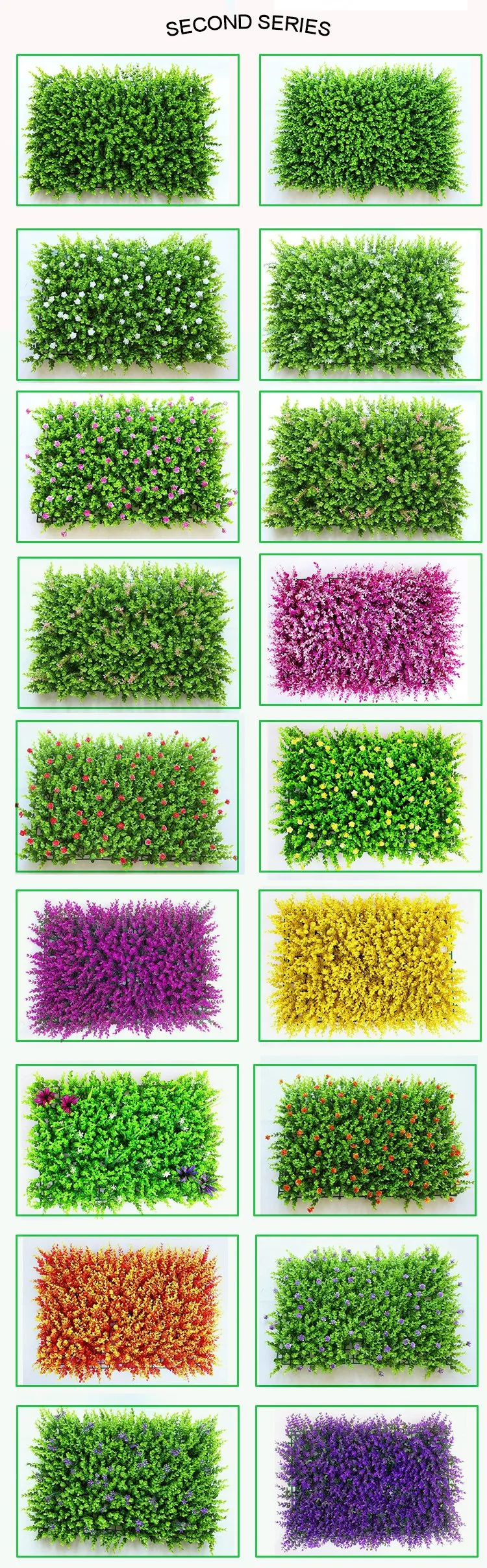 Anti-UV Plastic Vertical Garden Artificial Green Grass Wall Plants Boxwood Hedge Panel