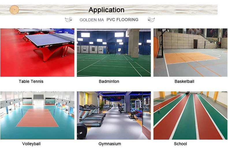 New Sports Flooring in Vinyl PVC China Factory Indoor Sports Flooring for Badminton Court