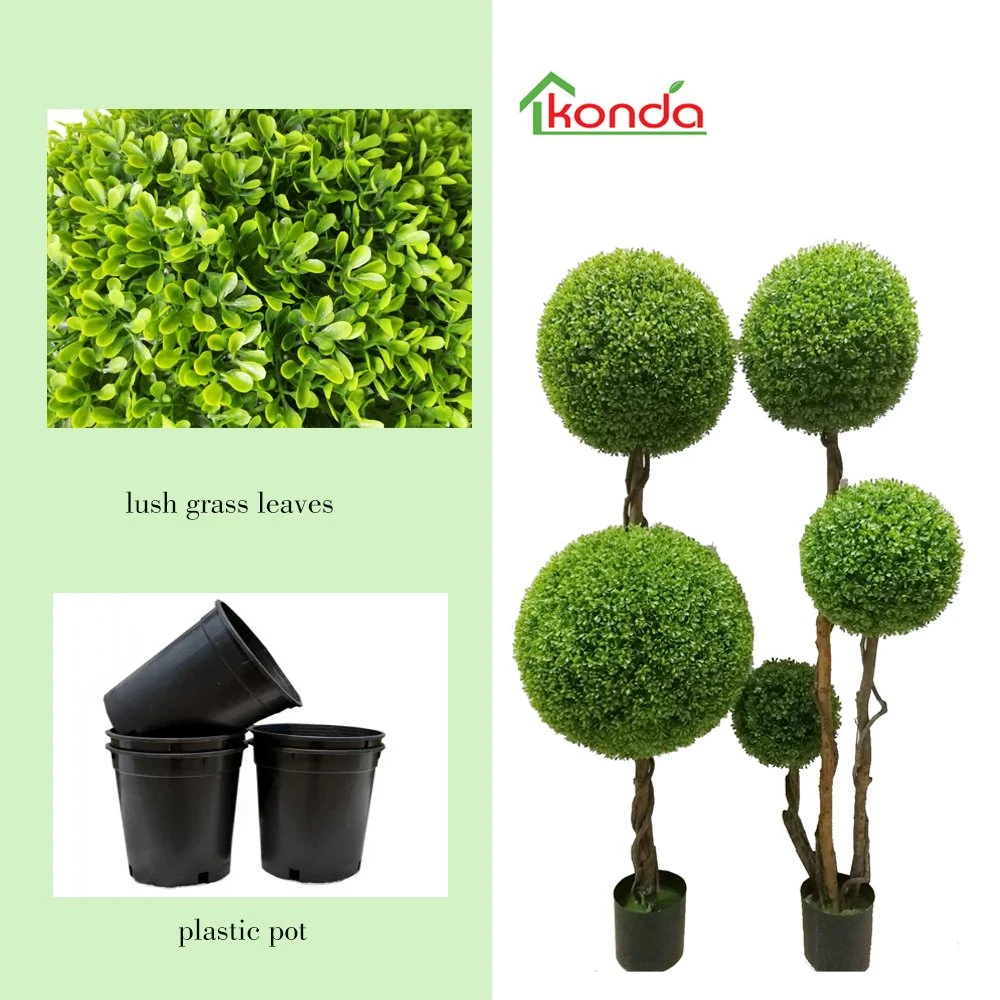 Artificial Leaf Topiary Grass Bonsai in Plastic Pot Custom Size