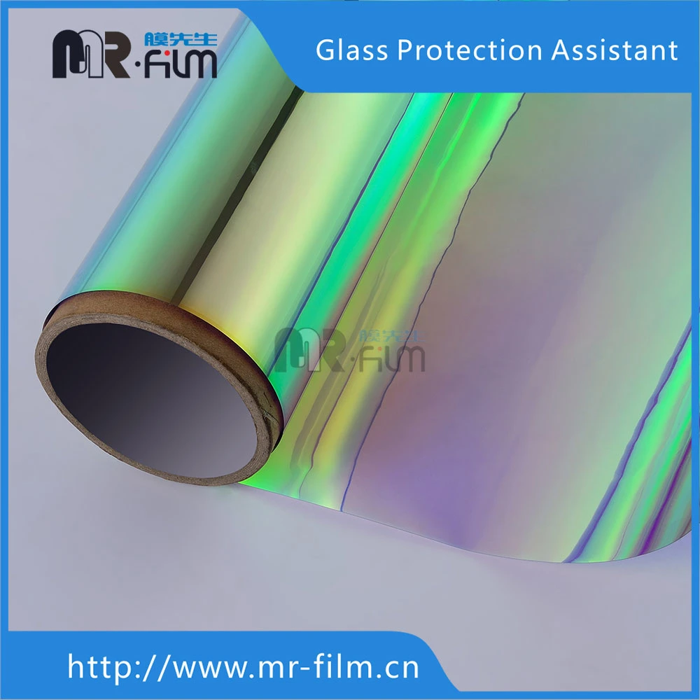 Colorful Effect Glass Wall Decorate Dichroic Film Building Glass Tint Films Photochromic Window Film
