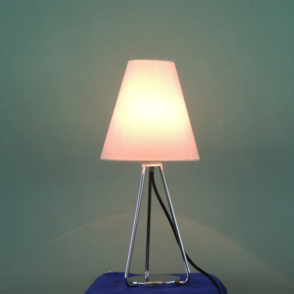Lamp Body in Stain Nickel Finish and Fabric Lamp Shade Table Lamp.