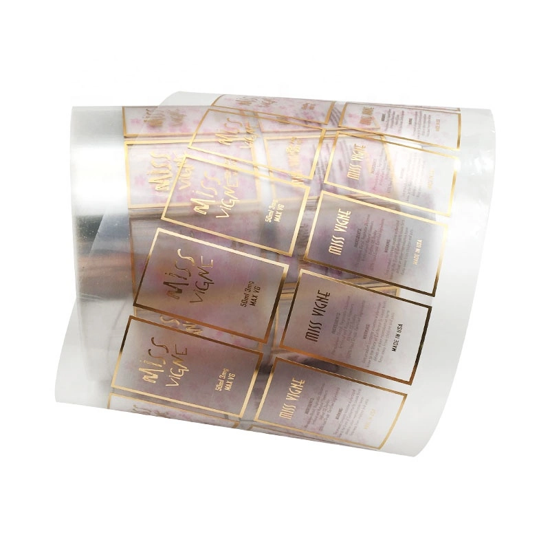 Wholesale Art Paper Adhesive Sticker Clear Transparent Vinyl Gold Foil Hot Stamping Printed Perfume Bottle Label Custom with Logo Printing