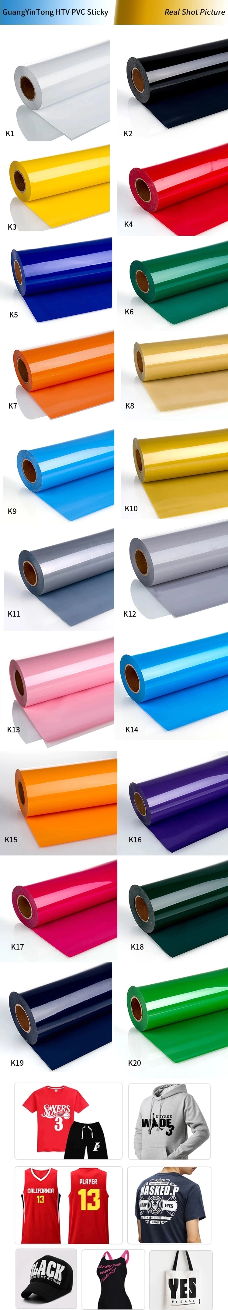 Htv Heat Pressing Transfer Vinyl Various Color PVC PU Glitter Reflective Vinyl Rolls T Shirt Vinyl