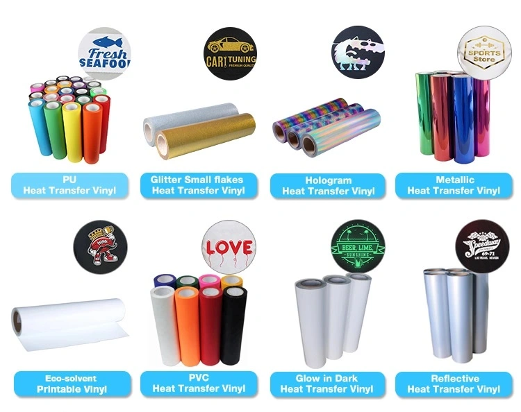 Htv Heat Pressing Transfer Vinyl Various Color PVC PU Glitter Reflective Vinyl Rolls T Shirt Vinyl