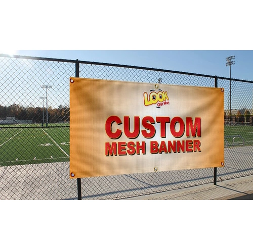 Digital Printed Advertising Custom Fabric Flex Mesh Fence Banner with Optional PVC Vinyl Banner