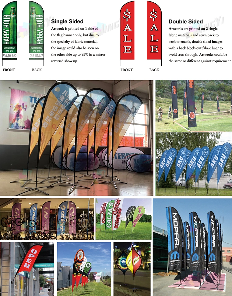 Custom Outdoor Advertising Sports Feather Teardrop Rectangle Flag Banner