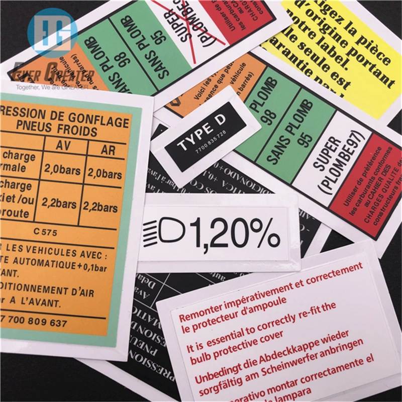 Customized Reflective Material Machinery Labels Warning Stickers